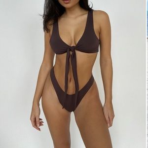 437 NWT Kenzie bikini top and Aubrey II bottom in Espresso